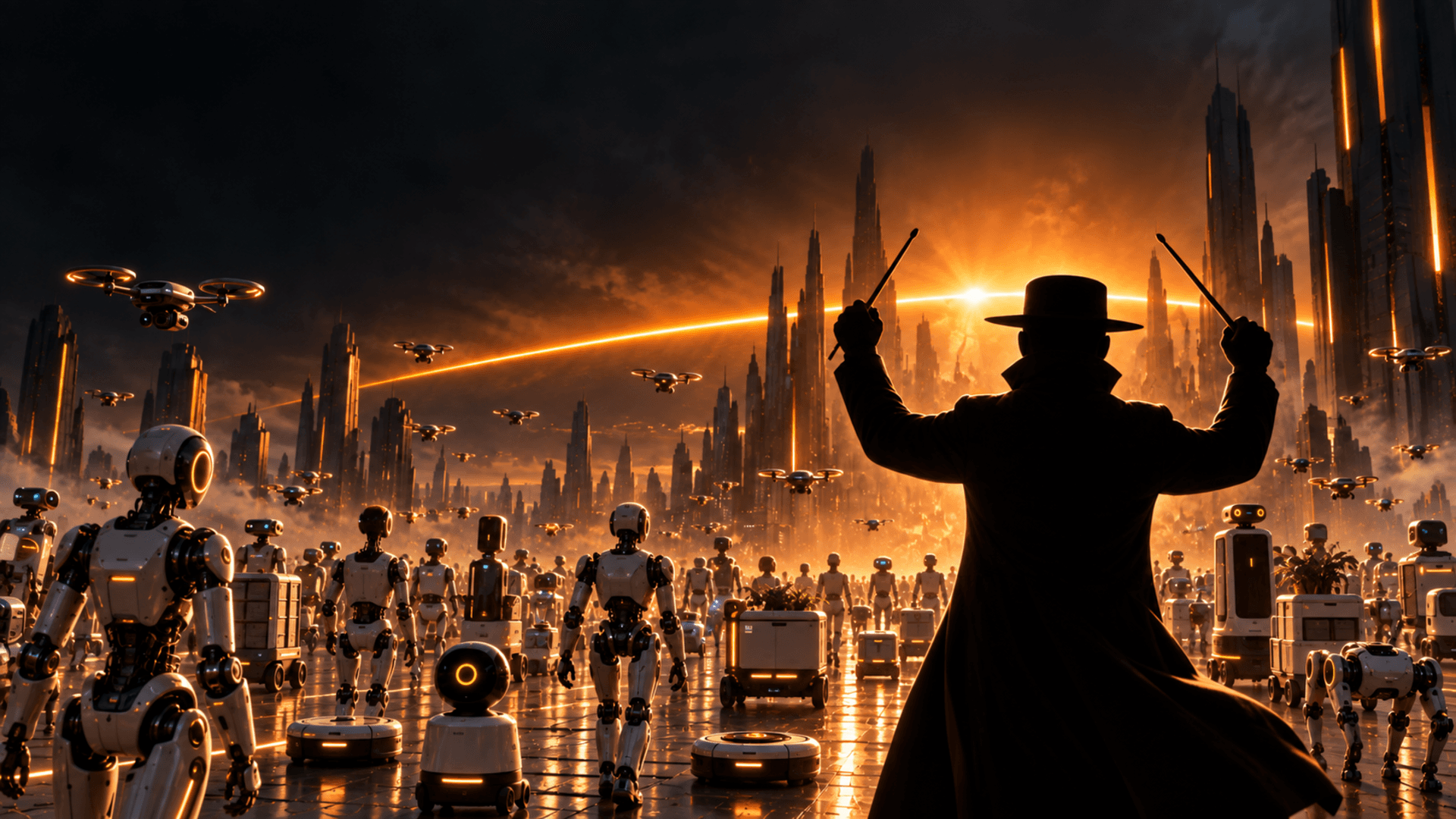 Master Rey conducting an ensemble of agentic machines